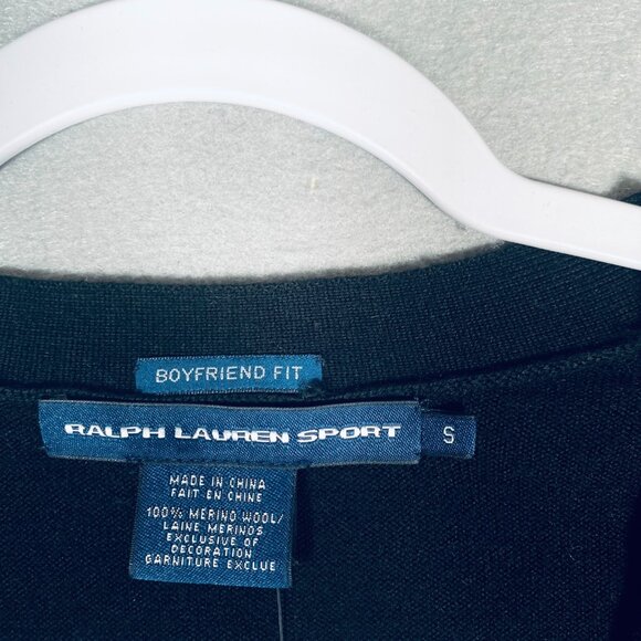 Polo Ralph Lauren Merino Wool Sweater S Black Boyfriend Fit Cardigan NWT - Picture 4 of 13